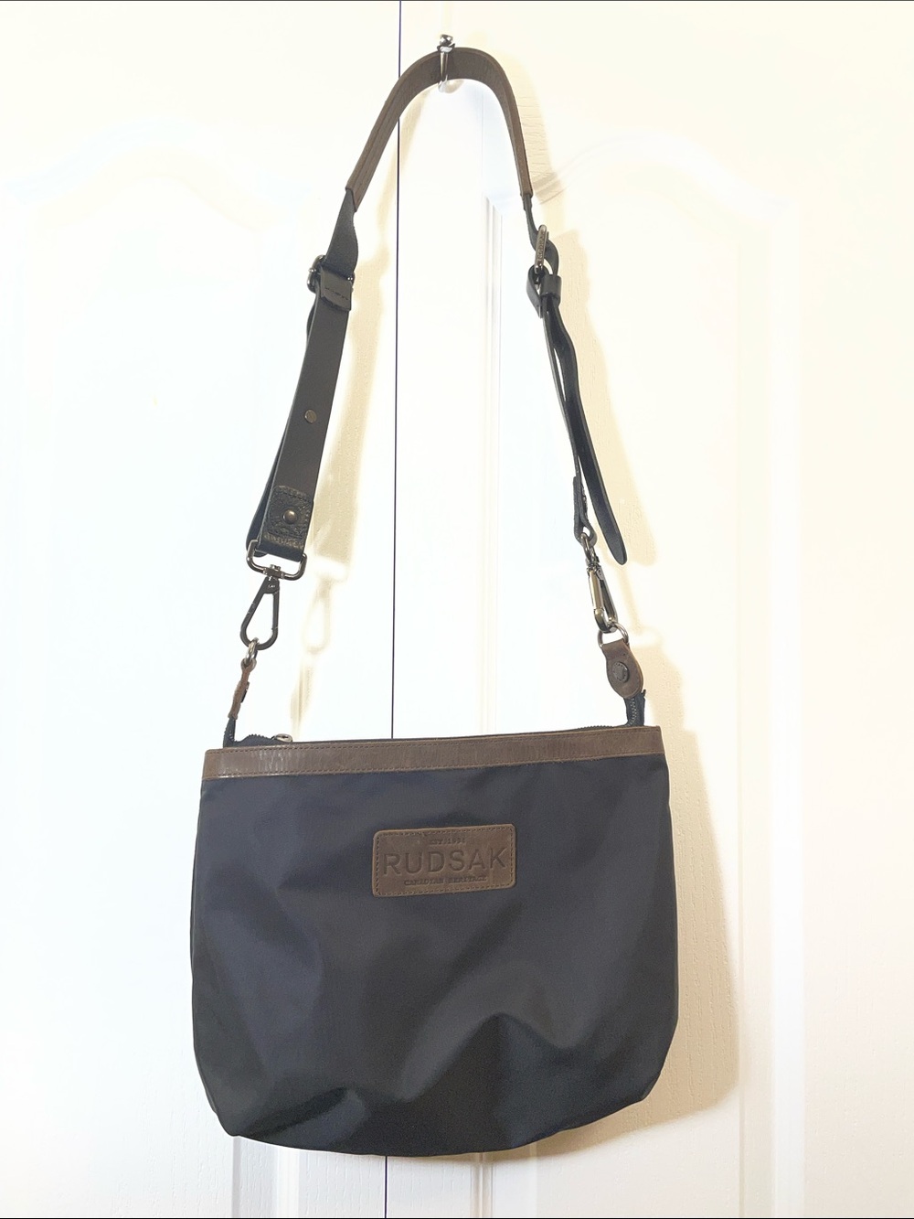 RUDSAK Black and Brown Nylon Messenger Bag
